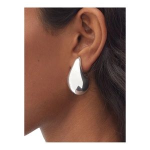 Elegant Silver Tear Drop Stud Earrings